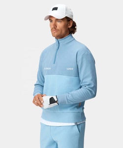 Áo hoodie thể thao nam tay dài, cổ cao 1/4 khóa kéo, chất liệu trơn nhuộm màu, in logo tùy chỉnh - Product Image 6