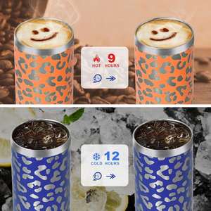 20oz Stainless Steel Insulated Vaccum Straight Skinny Leopard <b>Tumbler</b> <b>with</b> Lid and <b>Straw</b> - Product Image 4