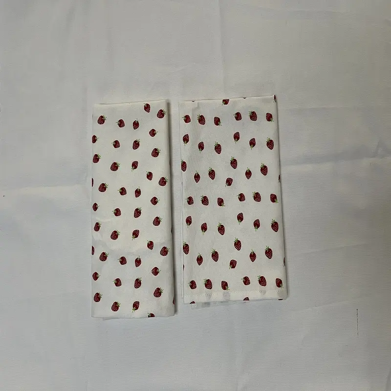100% cotton napkin kitchen embroidered LOGO tea towel set hanging customized strawberry print waffle kitchen towel