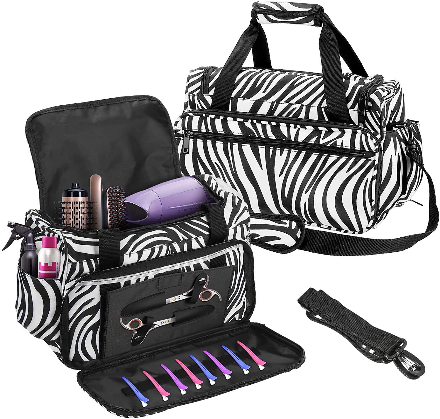 Large Capacity Hair Stylist Cosmetic Organizer with Accessory Pockets  Professional Salon Hair Travel Carry Bag