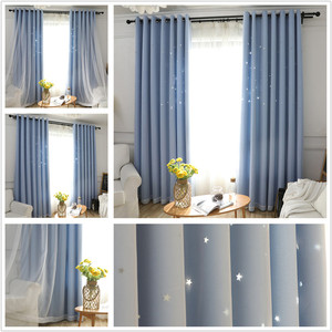 DaiRui Star tende per bambini per la stanza dei giochi della camera da letto, tende oscuranti <span class=keywords><strong>con</strong></span> stelle scavate e Top in acciaio inossidabile - Product Image 5