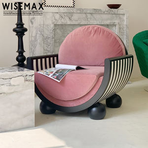 WISEMAX FURNITURE Mobilier italien léger et luxueux pour la maison Chaise de loisirs moderne avec sourire Canapé à cadre en contreplaqué de France pour appartement - Product Image 4