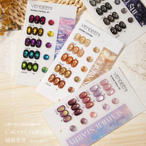 Lot de 5 <span class=keywords><strong>vernis</strong></span> à ongles gel <span class=keywords><strong>semi</strong></span>-permanents effet œil de chat cristallin, magnétiques et scintillants, UV LED, à retirer par trempage, avec présentoir - Product Image 5