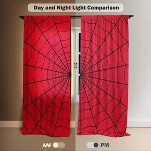 <strong>Superhero</strong> Window <strong>Curtains</strong> Kids Boys Girls Red Spider Web Baby Living Room Bedroom Nursery Toddler Drapes Party Decor 2 Panels - Product Image 3