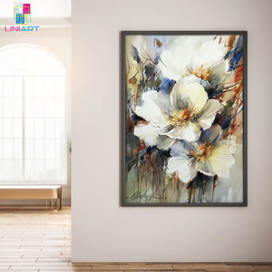 Peinture à l'huile de fleurs UNIART, <span class=keywords><strong>palette</strong></span> originale, peintures blanches sur toile, art mural, tableaux, décoration intérieure, art mural en porcelaine - Product Image 6