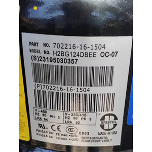 Compresseur de climatisation Bristol H2BG124DBEE 380/415V 50Hz 3 phases Fabriqué aux États-Unis - Product Image 1