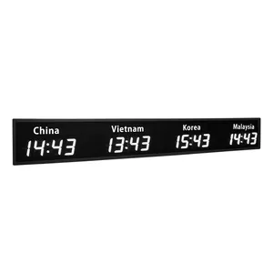 CHEETIE CP34 Black Rectangular Australia Hour Minute Electronic Led Lettering Wall Clock World Clock