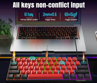 Mini Teclado Mecánico para Juegos con Cable, 60%, con 61 Teclas Cherry MX Rojas, Compatible con PC y Windows XP, Win 7, Win 10