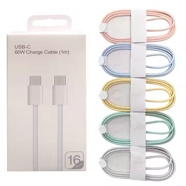 Custom PD 60W Braided Fast Charging USB-C to USB-C Cable with Pure Copper Conductor MFI Certified for iPhone 16/15 & Computer