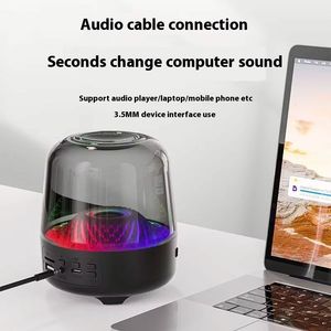 4th Generation Mini Desktop Subwoofer Black Gold Glazed Glass Battery Audio Home Use Charging <b>Wireless</b> Music Speaker - Product Image 4