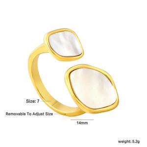 Anillo de Acero Inoxidable Grueso con Circonita Cúbica, Diseño de Lazo, Flor y Corazón, Joyería Chapada en Oro de 18K, Anillos Ajustables de Moda al por Mayor para Mujer - Product Image 4