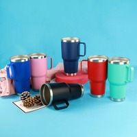 Vaso Térmico Personalizado de 30 oz con Asa, Taza de Viaje de Acero Inoxidable, Aislamiento al Vacío con Tapa Hermética, Botella de Agua para Exteriores
