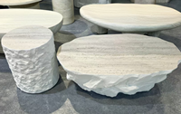 Table basse en travertin naturel à bords bruts, table centrale en pierre irrégulière, table basse design Wabi Sabi pour la maison et le salon