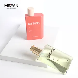 MYPACK扁平方形粉色透明化妆品PETG塑料洗发水头发状况身体乳液300毫升瓶，带金瓶盖和泵