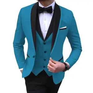Oem luxo design mais recente 3 peças set profissional preto branco luz cinza slim fit coat pant casual terno formal para homens