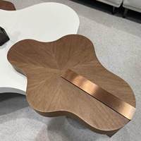 Table basse en bois massif Fengyun style crème française, design créatif, plateau en ardoise irrégulière, pour salon, mobilier de maison, sensation haut de gamme