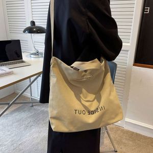 Beige Canvas Cross-Body Handbags Cotton Printing Environmental Friendly Grocery Bag With Custom Printed Logo - Product Image 4