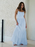 Robe midi sexy dos nu pour femme, coupe ample, style camisole à bretelles, idéale pour le quotidien et les vacances à la plage