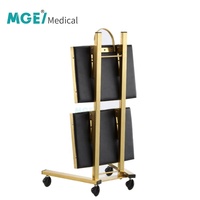 Chariot de meubles blanc à double couche MEDIGE MGE-MT13 Chariot de salon de coiffure en or élégant Offre Spéciale Chariot d'hôpital Double pliant