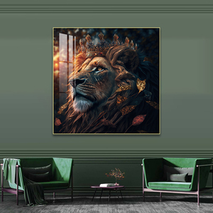 Décoration murale moderne pour salon, fond de canapé <span class=keywords><strong>TV</strong></span>, animaux, vente en gros, peinture personnalisée en porcelaine cristalline, lion, fresques LED pour chambre à coucher - Product Image 6