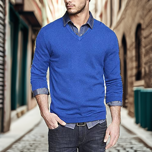 Pull en tricot de luxe pour homme, coupe ajustée, anti-plis et anti-rétrécissement, respirant, en laine/polyester, tendance automne-hiver, OEM bienvenu - Product Image 2