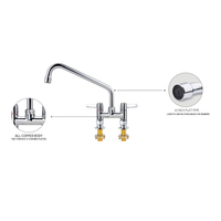 Robinet de cuisine commercial design moderne à double poignée en laiton Montage sur pont 6-14 pouces Robinets de lavabo Purificateur d'évier Sense Faucets