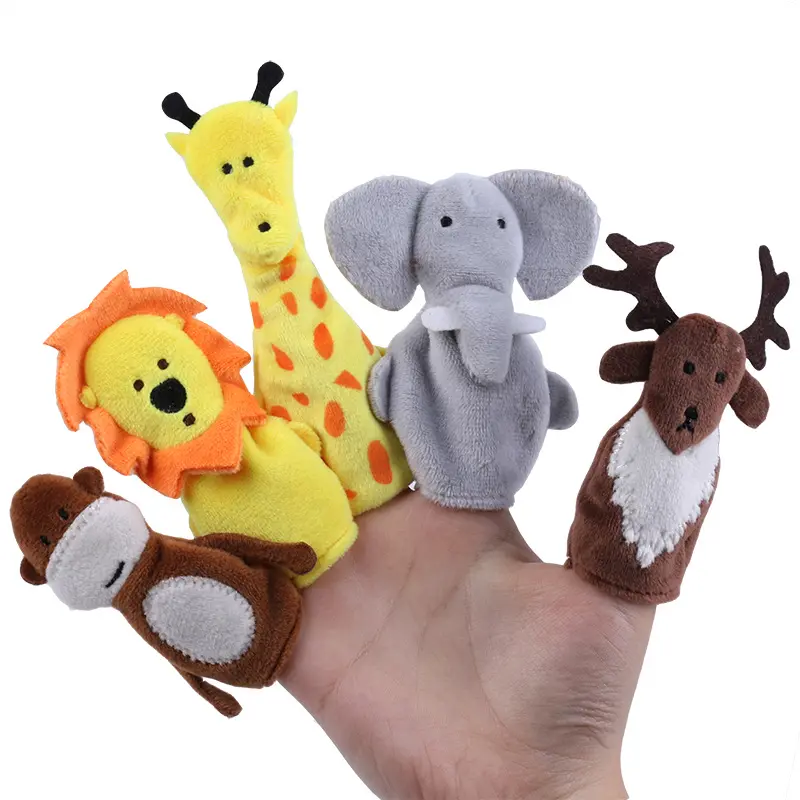 Boneka jari, Set kain beludru, boneka keluarga, hewan lembut untuk balita, mainan pendidikan