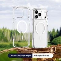 Coque antichoc certifiée SGS pour iPhone 16 17 18 Pro Max, magnétique, bicolore, avec dos transparent anti-collision