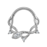 Nouveau 2026 Anneau de septum en acier inoxydable 316, motif serpent, avec zircone cubique marquise, clicker à segment articulé, bijou de piercing