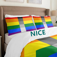 Ensemble de literie 3 pièces personnalisé Homoflexible imprimé arc-en-ciel gay 100% coton pour appartement, chambre à coucher, repos et projet de décoration intérieure