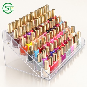 Étagères murales pour vernis à ongles avec tables de présentation en métal pour salon de beauté - Product Image 2