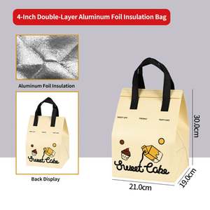 Sac isotherme réutilisable en aluminium personnalisé pour emporter des aliments, sac à gâteau imperméable non tissé avec logo personnalisé et taille personnalisée - Product Image 2
