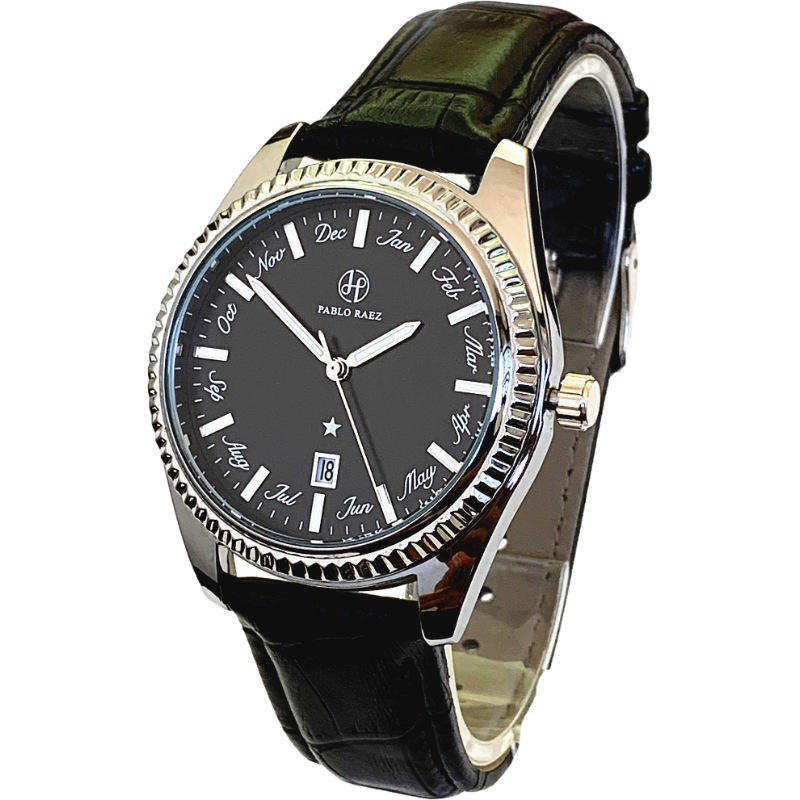 เปลือกเงิน สายดำ หน้าปัดดำ