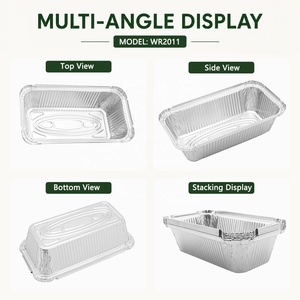 Hot Selling No6a Food Grade Aluminium Foil Takeaway Containers Disposable Rectangular Aluminium <strong>Trays</strong> with Paper LIDS for the <strong>UK</strong> - Product Image 3
