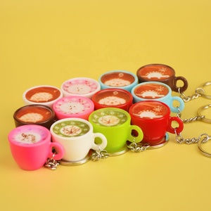 Porte-clés tasse à café latte imprimée UV, modèle simulation caramel macchiato, fausse nourriture, accessoire de décoration pour sac et présentation - Product Image 2