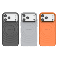 Coque Magnétique pour iPhone 17 Pro Max avec Support de Charge Sans Fil, Protection d'Objectif et Bézel, en TPU Ondulé Antichoc Souple