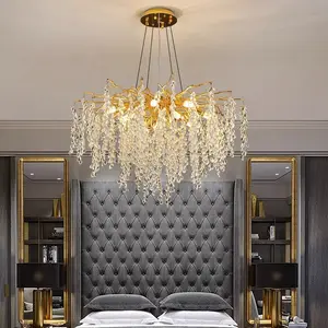 Modern China Lighting Lamps Bedroom Hanging Ceiling Light Glass Chandelier Crystals