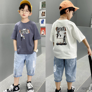 Classic Check Boys Lounge Pants di alta qualità Summer Letter Plaid Pocket T Shirt Shorts Kids Riding Suit For Classic Boys Jeans - Product Image 1