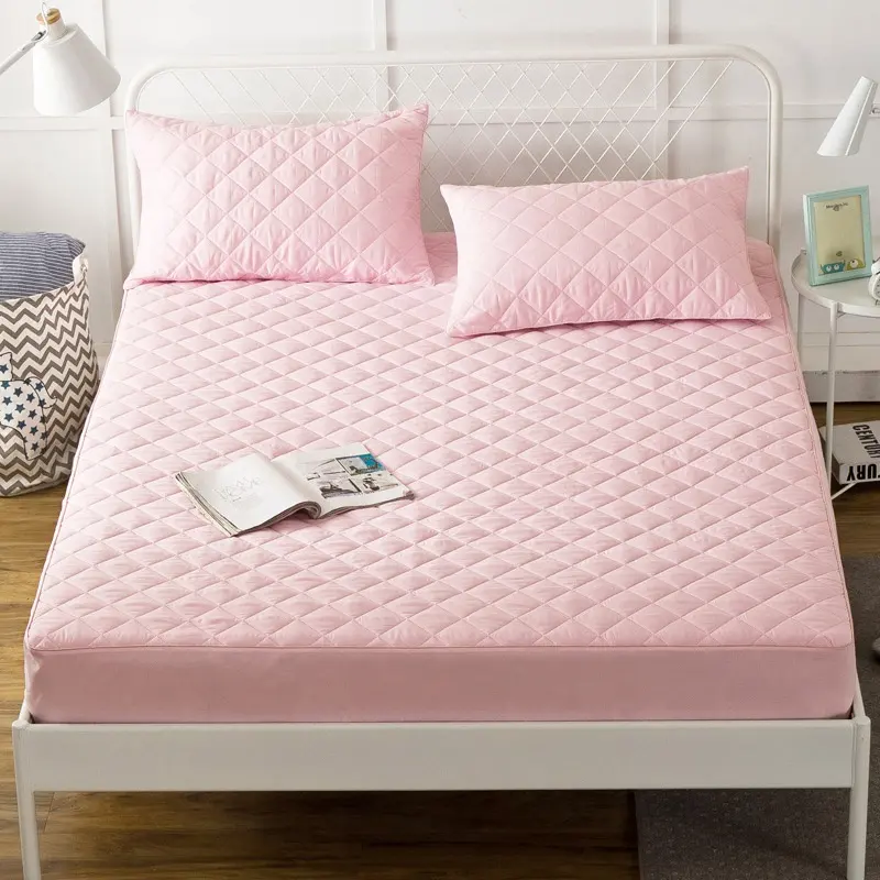 Pure Roze Witte Kleur Waterdichte Matrasbeschermer Bed Cover King Size