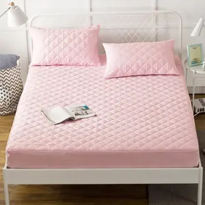 Pure Pink White Farbe Wasserdichte Matratzen schoner Bettdecke King Size