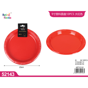 Juego de cuencos y platos de plástico rojo de 9 pulgadas al por mayor, 10 piezas para fiestas y eventos - Product Image 1