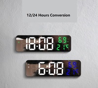 Jam layar besar meja, dekorasi rumah jam Digital Remote Control tanggal Minggu tampilan suhu jam dinding LED untuk ruang tamu kamar tidur