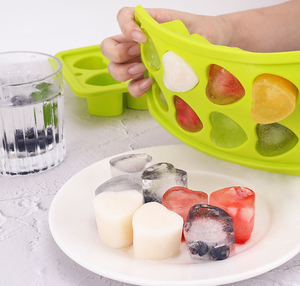 Gran oferta, grado alimenticio, forma de corazón 3D, 10 cavidades, bandeja de cubitos de hielo de silicona, molde de hielo, molde de silicona para dulces y Chocolate - Product Image 1