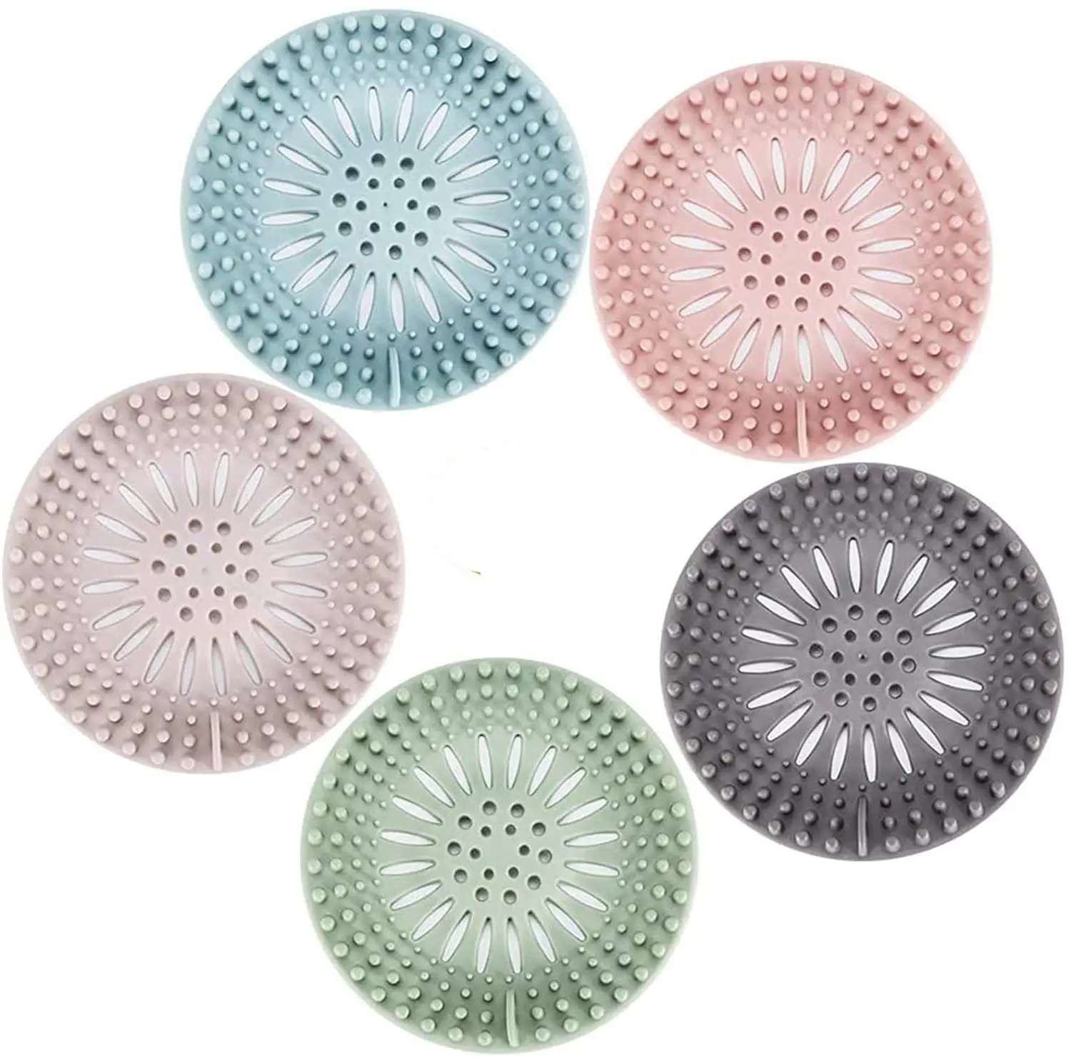 Hair Catcher Silicone Hair Stopper Shower Drain Covers, Bathtub and Shower Drain Protectors with Suction Cups Suit for Bathroom