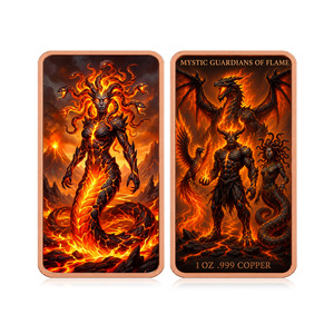 Barres de cuivre de 1 once .999 personnalisées représentant des créatures mythiques de feu, pour collectionneurs - Product Image 4