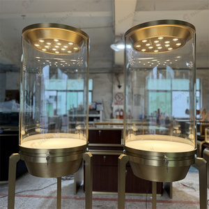 Cao cấp Glass Jewelry <span class=keywords><strong>Display</strong></span> Showcase với LED ánh sáng sang trọng vàng kim loại trường hợp đối với trang sức bán lẻ đồ trang sức hiển thị Showcase - Product Image 5