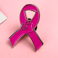 Broche en émail personnalisée, épingles à vêtements, logo métallique rose, ruban de sensibilisation au cancer du sein, badge de revers