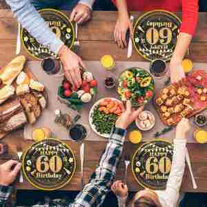 FDA Approved 60th Birthday Party Supplies 9-inch Round <b>Disposable</b> White Board 350gsm CMYK Disposal Paper <b>Plate</b> - Product Image 3