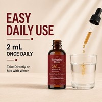 Gotas de Berberina OEM con Canela y Manzana |   Fórmula de Alta Potencia de 250 mg |   Suplemento de Apoyo al Metabolismo de la Glucosa de Marca Privada
