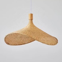 Lampe suspendue en bambou, faite à la main, en rotin vintage, LED, pour hôtel, restaurant, intérieur
